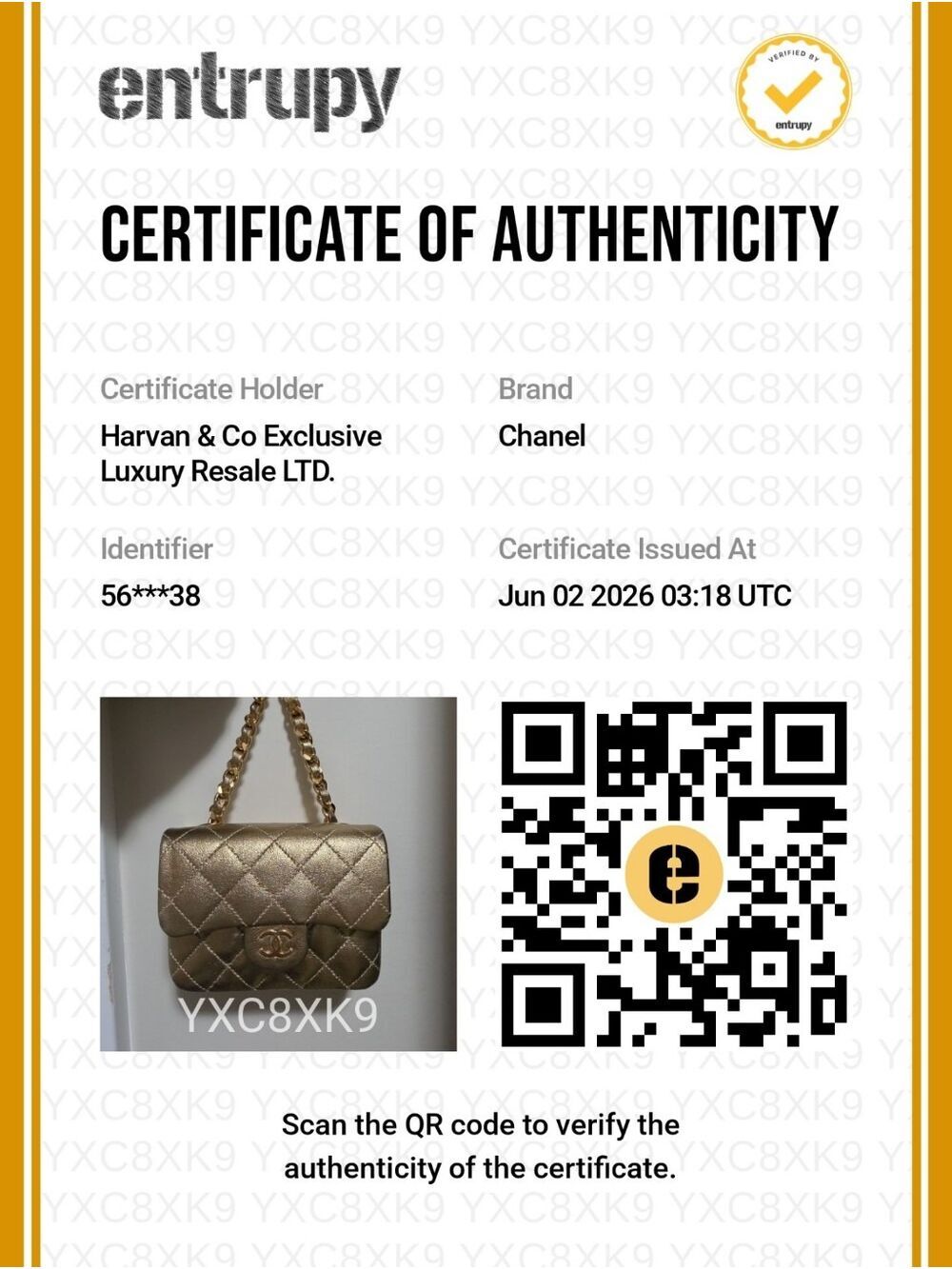 CHANEL Gold Metallic Lambskin Mini Flap Bag ENTRUPY CERTIFIED